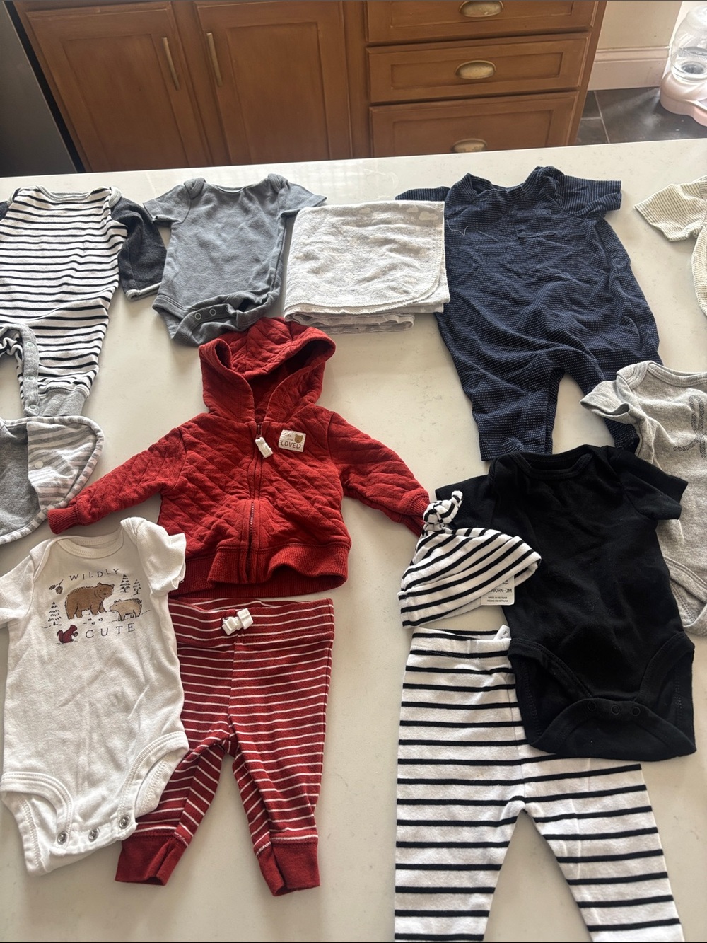 Carters Rust Quilted Hoodie and Stripe Pants Set and lots more newborn bundle
